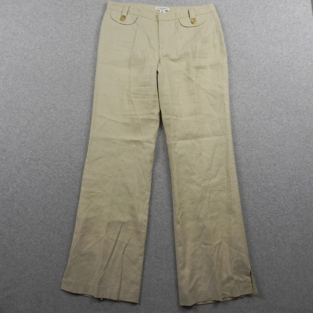 Banana‎ Republic Pants Womens 6 Martin Stretch Linen Blend Wide Leg Slacks Beige